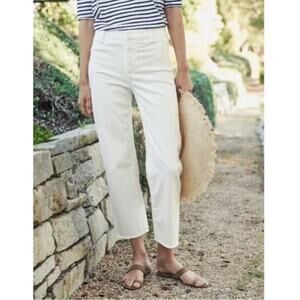 Frank & Eileen Kinsale Velvet Micro Corduroy Crop Pants Raw Hem 6 White Cream